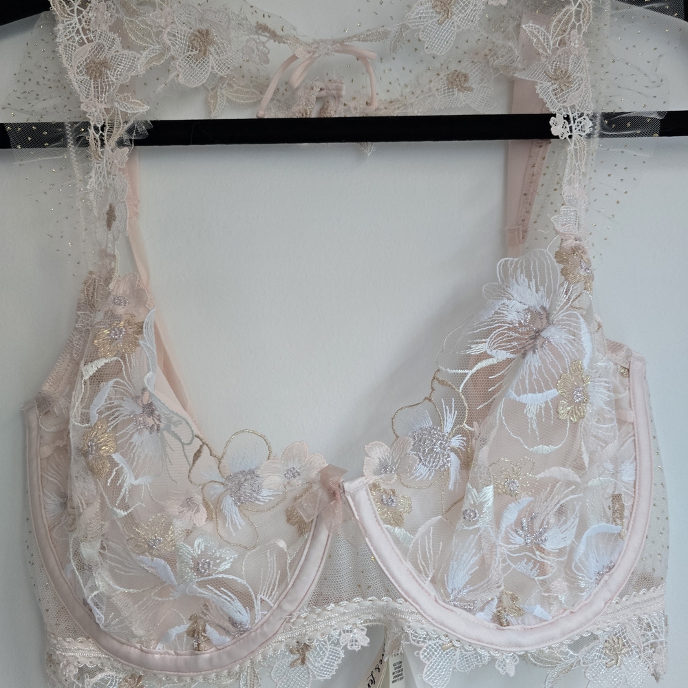 For Love And Lemons High Neck Top with Floral Lace